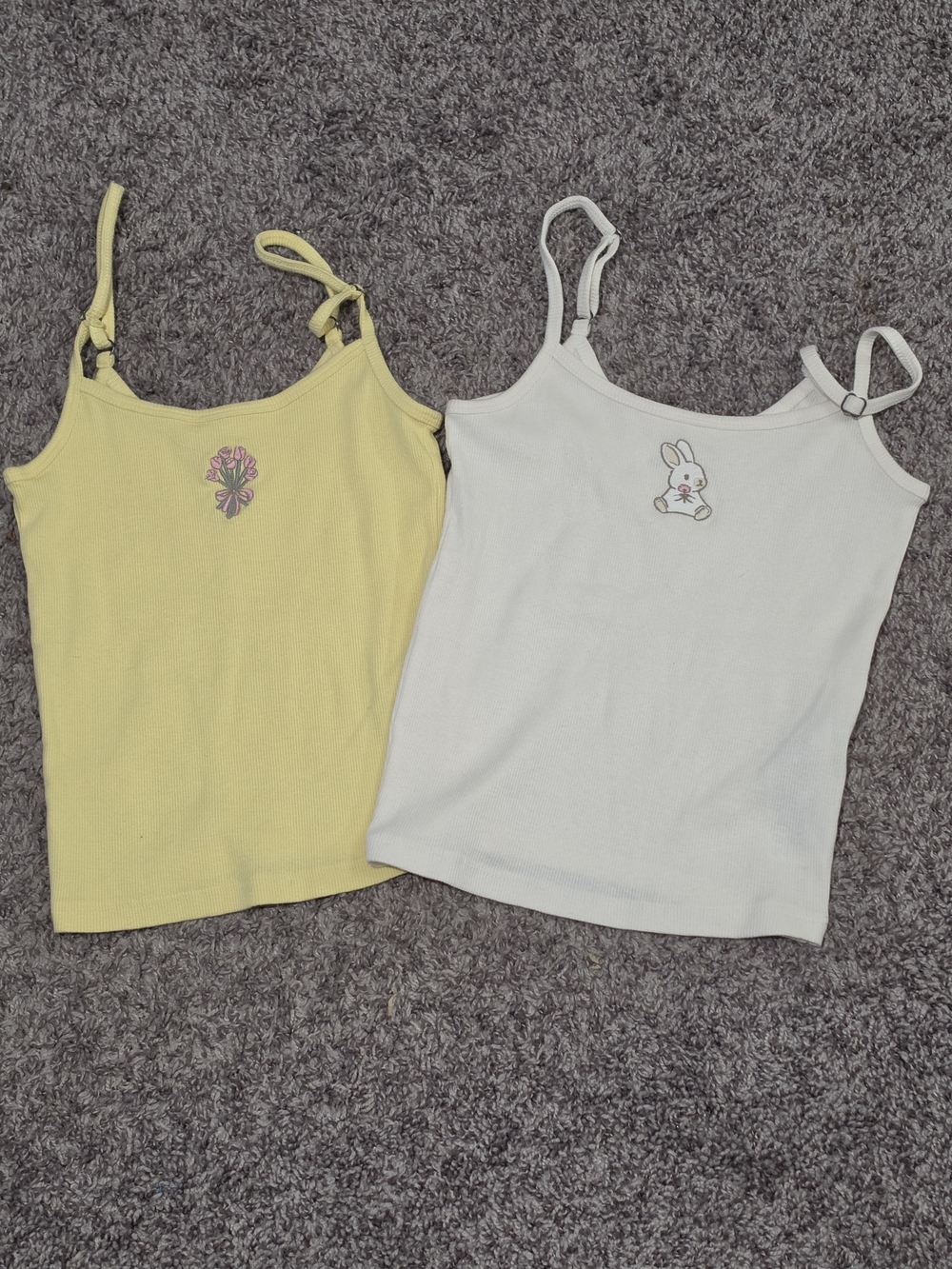 Hollister Rib-Knit Adjustable Strap Camisoles in Yellow and White